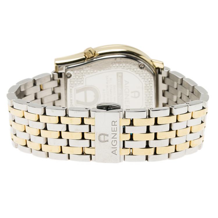 Pre Owned Aigner Silver Gold-Plated Stainless Steel Ravenna Nuovo Men's Wristwatch 38MM