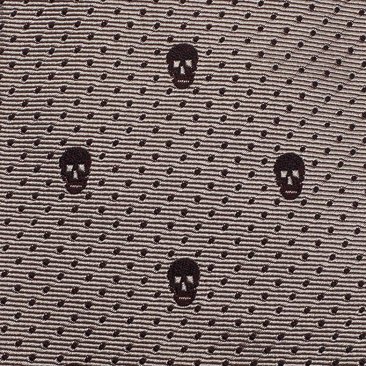 Pre Owned Alexander McQueen Grey Woven Skull Silk Tie