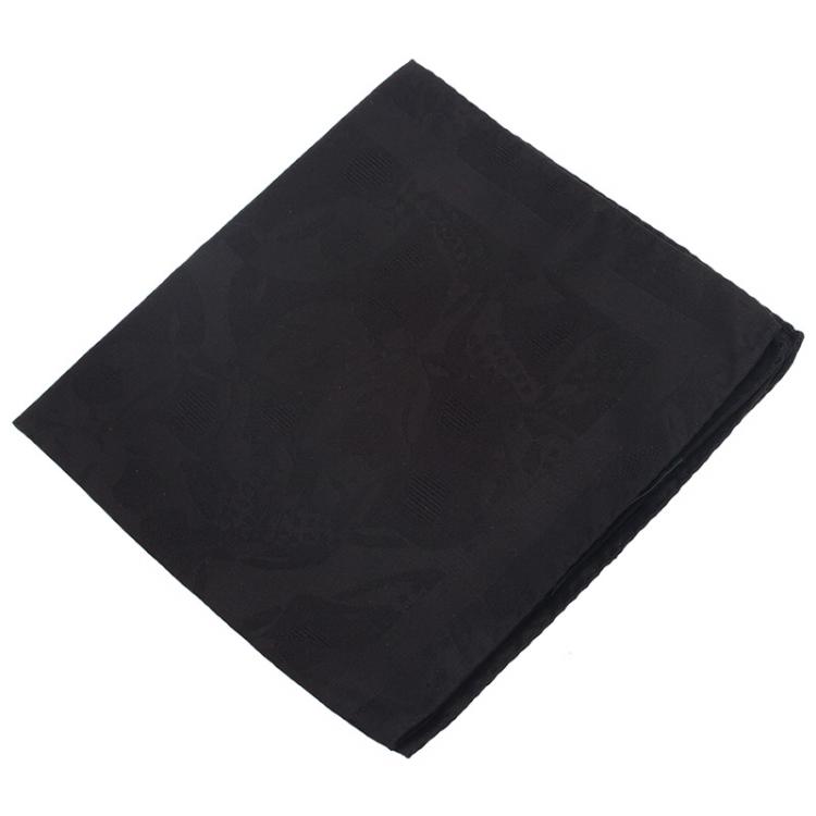 Pre Owned Alexander McQueen Black Silk Pocket Square 