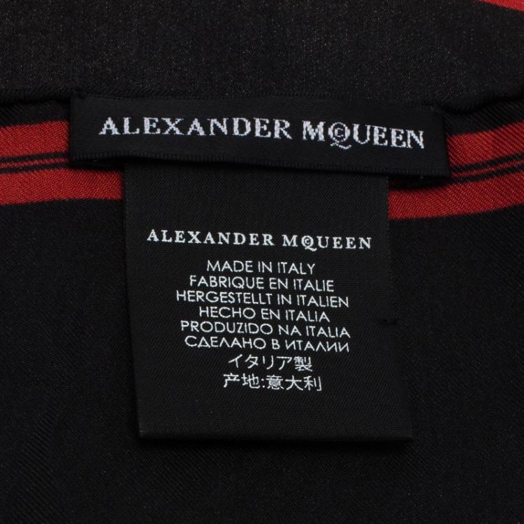 Pre Owned Alexander McQueen Black Military Skull Badge Silk Pocket Square