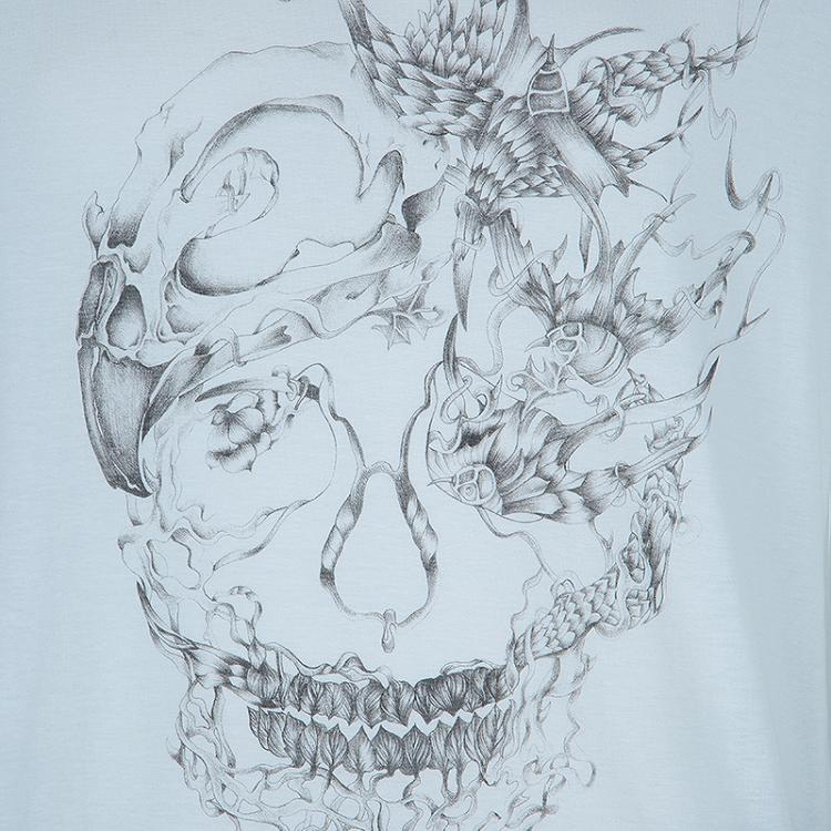 Pre Owned Alexander McQueen Men's White Printed T Shirt L