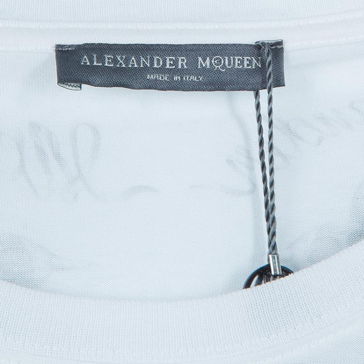 Pre Owned Alexander McQueen Men's White Printed T Shirt L