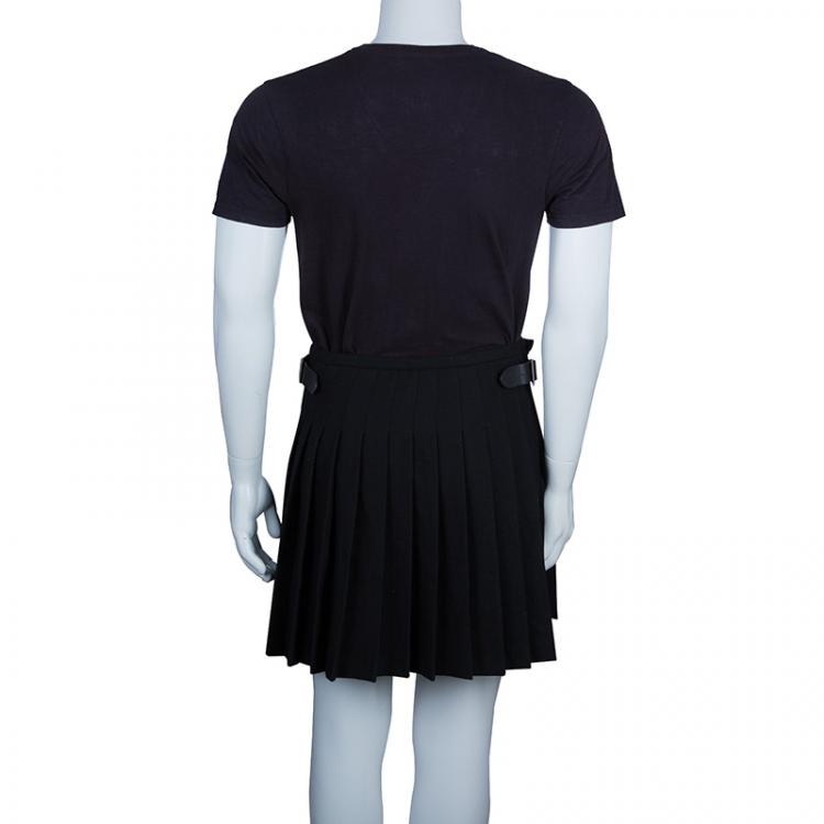 Pre Owned Alexander McQueen Black Pleated Wool Kilt S