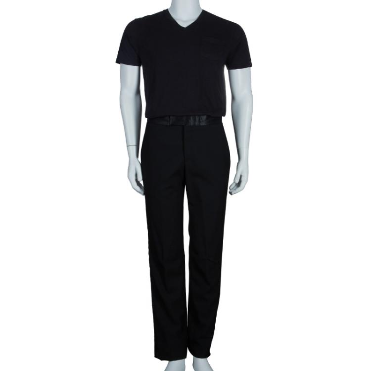 Pre Owned Alexander McQueen Black Tux Wool Trousers M