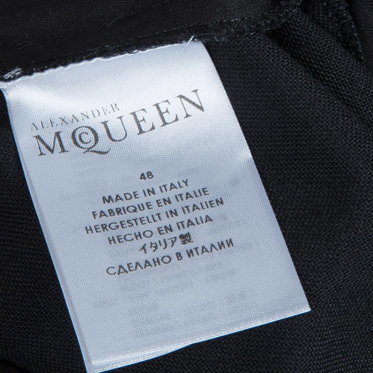 Pre Owned Alexander McQueen Black Tux Wool Trousers M