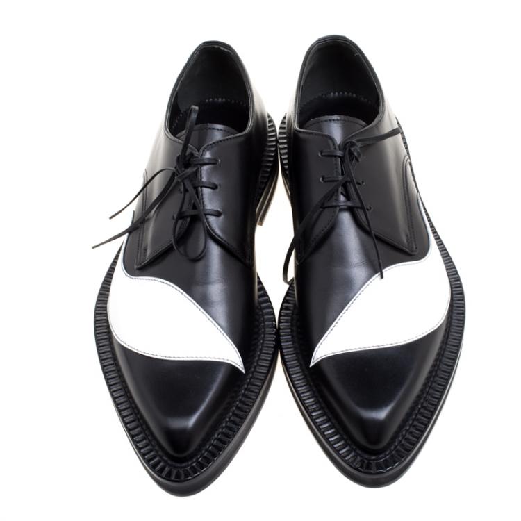 Pre Owned Alexander McQueen Monochrome Leather Lace Up Derby Size 42