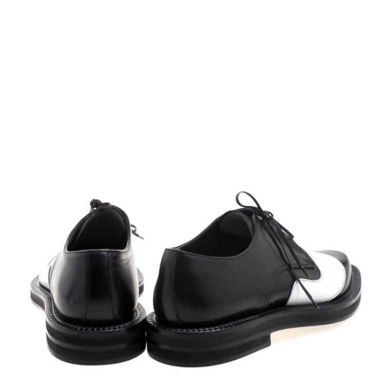 Pre Owned Alexander McQueen Monochrome Leather Lace Up Derby Size 42