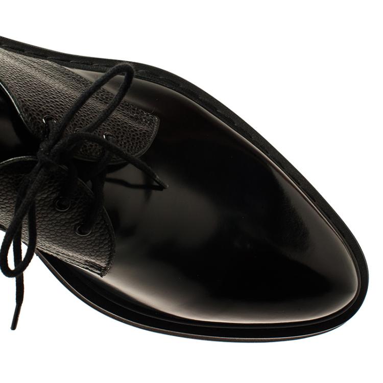 Pre Owned Alexander McQueen Black Leather Platform Derby Size 44