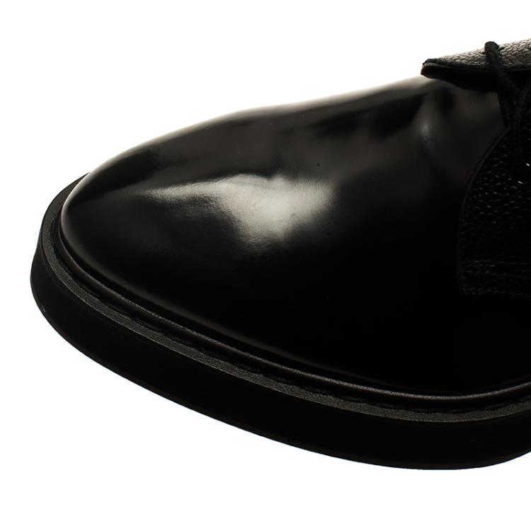 Pre Owned Alexander McQueen Black Leather Platform Derby Size 44