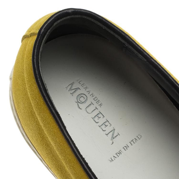 Pre Owned Alexander McQueen Tricolor Suede Skull Embossed Slip On Sneakers Size 44