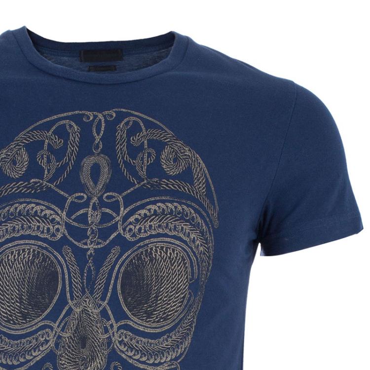 Pre Owned Alexander McQueen Blue Skull Men's T-Shirt S