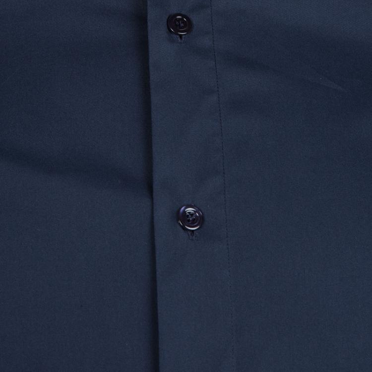 Pre Owned Alexander Mcqueen Navy Blue Rib Trim Short Sleeve Buttondown Cotton Shirt XL