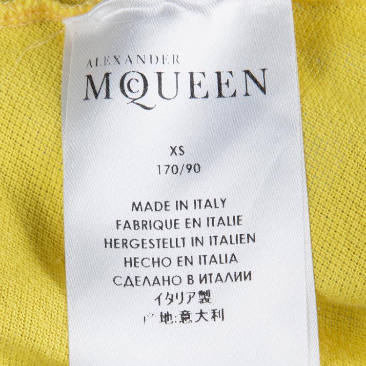 Pre Owned Alexander McQueen Yellow Buckle Detail Polo T-Shirt  XS