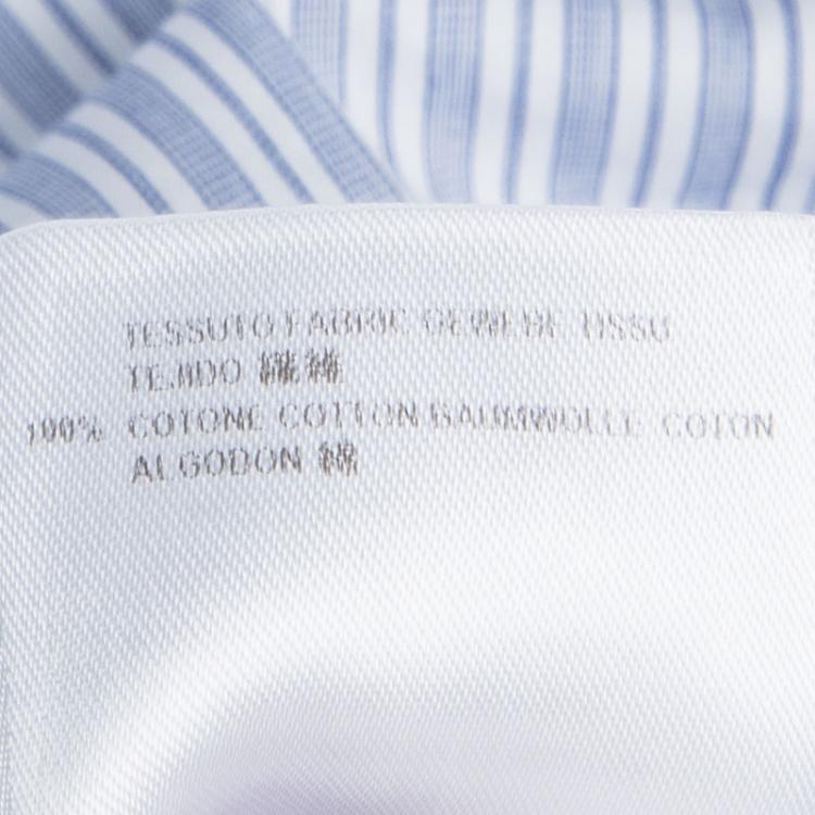 Pre Owned Alexander McQueen Blue and White Striped Button Front Long Sleeve Shirt XXL