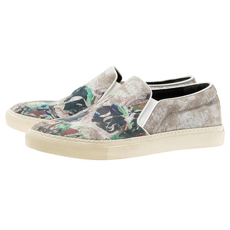 Pre Owned Alexander McQueen Grey Camo Skull Skater Shoes Size 42.5