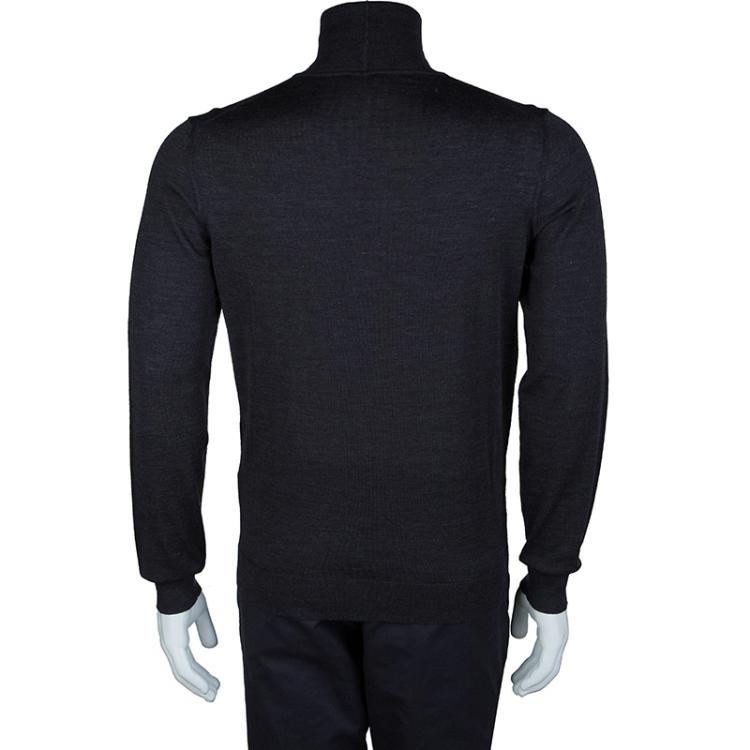 Pre Owned Armani Collezioni Grey Turtleneck Sweater M