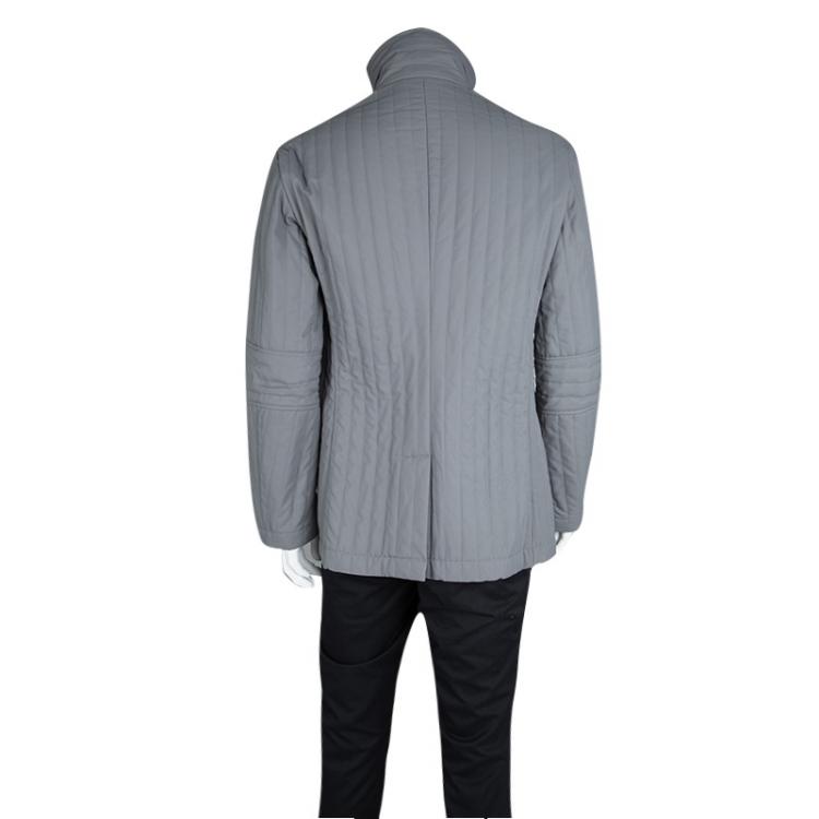 Pre Owned Armani Collezioni Grey Zip Front Jacket L
