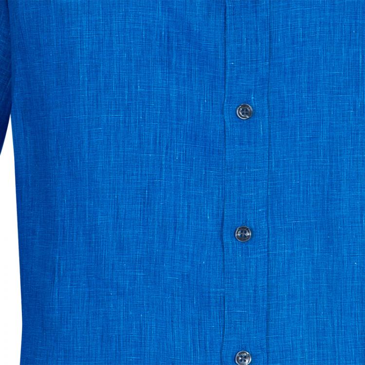 Pre Owned Armani Collezioni Men's Blue Linen Shirt L