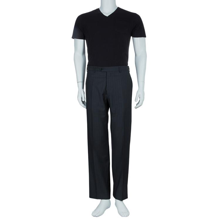 Pre Owned Armani Collezioni  Grey Striped Trousers XXL