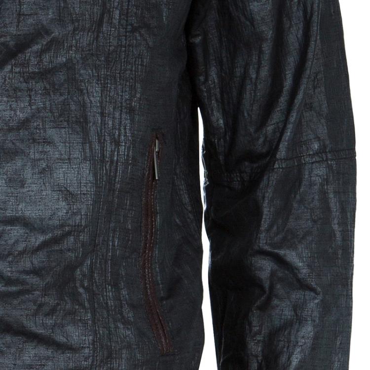 Pre Owned Armani Collezioni Grey Contrast Faux Suede Trim Bomber Jacket L