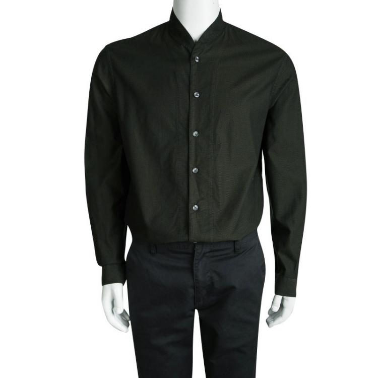 مملوكة مسبقًا Armani Collezioni Dark Green Checkered Long Sleeve Shirt L