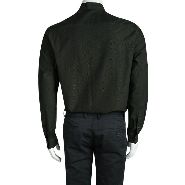 مملوكة مسبقًا Armani Collezioni Dark Green Checkered Long Sleeve Shirt L