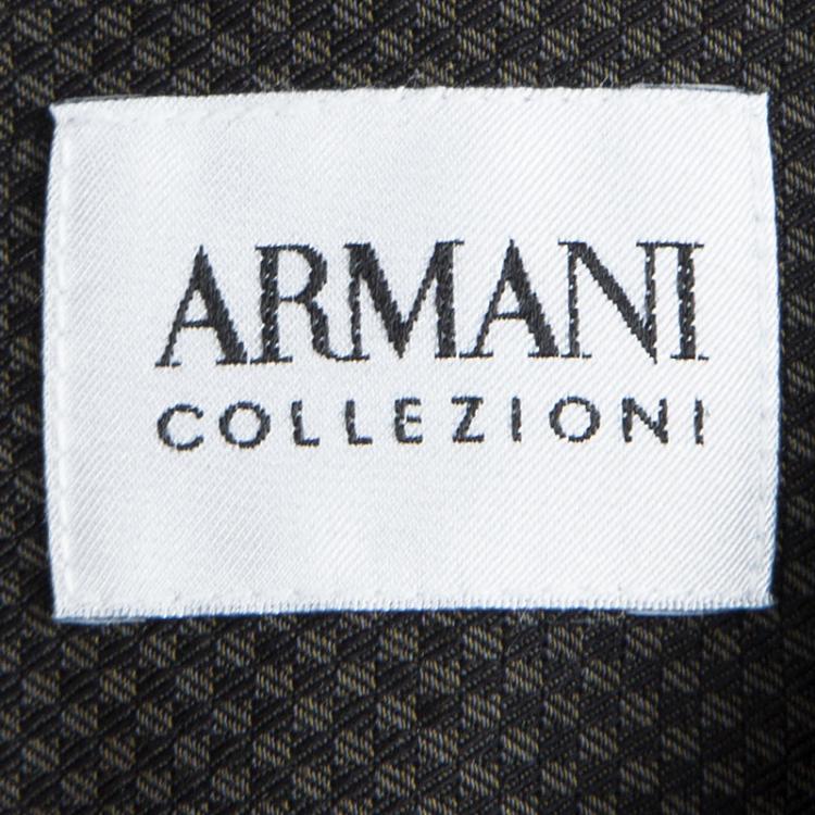 مملوكة مسبقًا Armani Collezioni Dark Green Checkered Long Sleeve Shirt L