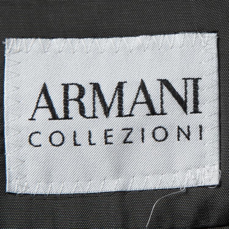Pre Owned Armani Collezioni Grey Herringbone Wool Regular Fit Blazer XXL