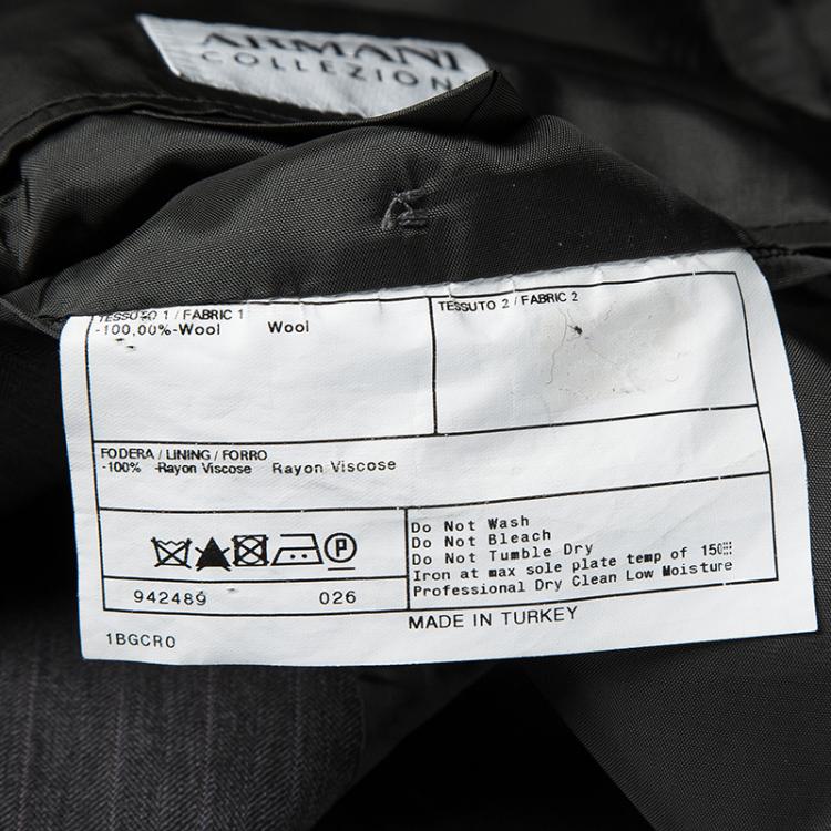 Pre Owned Armani Collezioni Grey Herringbone Wool Regular Fit Blazer XXL