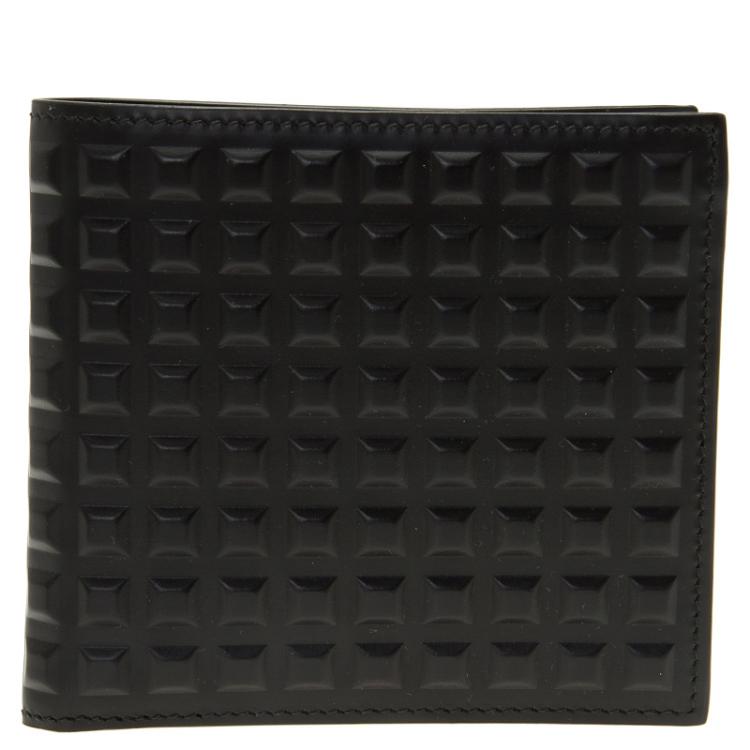 Balenciaga Black Leather Grid Square Wallet Balenciaga