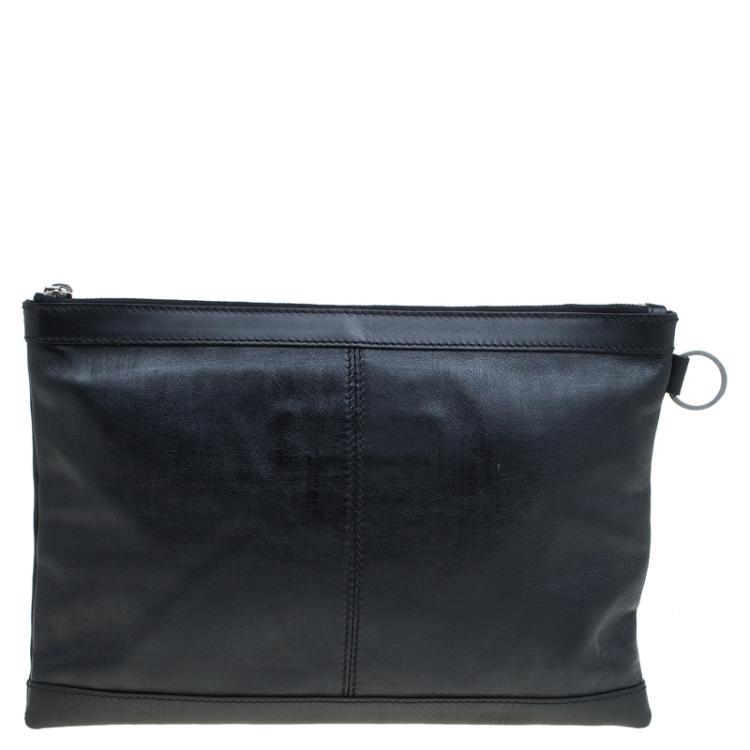 Pre Owned Balenciaga Black Leather Medium Clip L Clutch