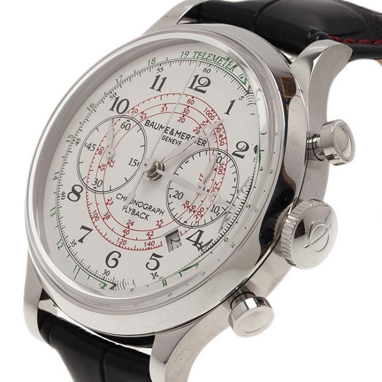 Pre Owned Baume & Mercier White Stainless Steel Limited Edition Capeland Men's Wristwatch 44MM