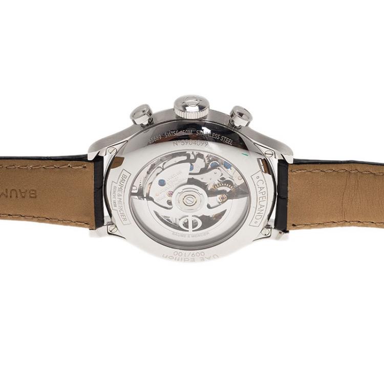 Pre Owned Baume & Mercier White Stainless Steel Limited Edition Capeland Men's Wristwatch 44MM