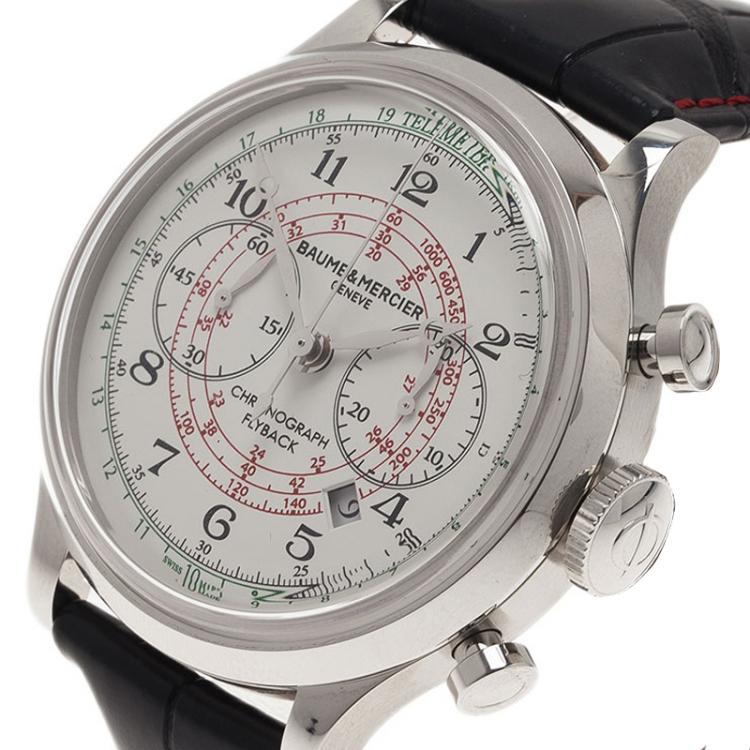 Pre Owned Baume & Mercier White Stainless Steel Capeland UAE Limited Edition Men's Wristwatch 44MM