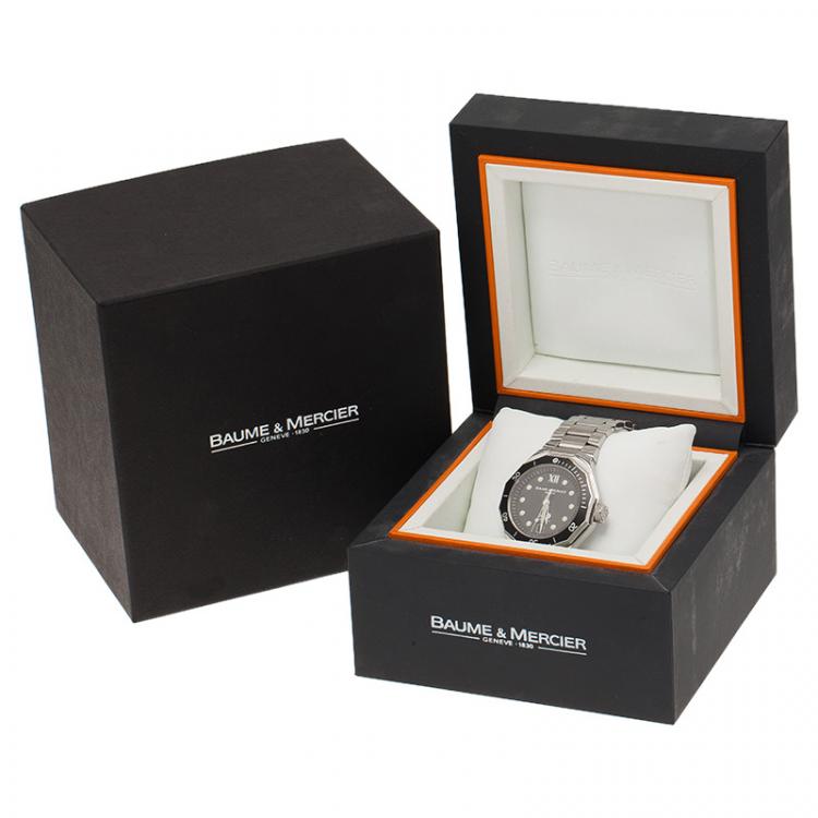 Pre Owned Baume & Mercier Black Stainless Steel Riviera Men's Wristwatch 40MM