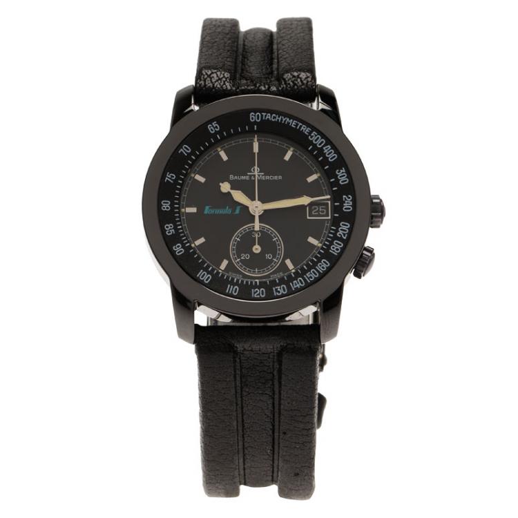 Pre Owned Baume & Mercier Black Stainless Steel Formula 1 Men's Wristwatch 33MM