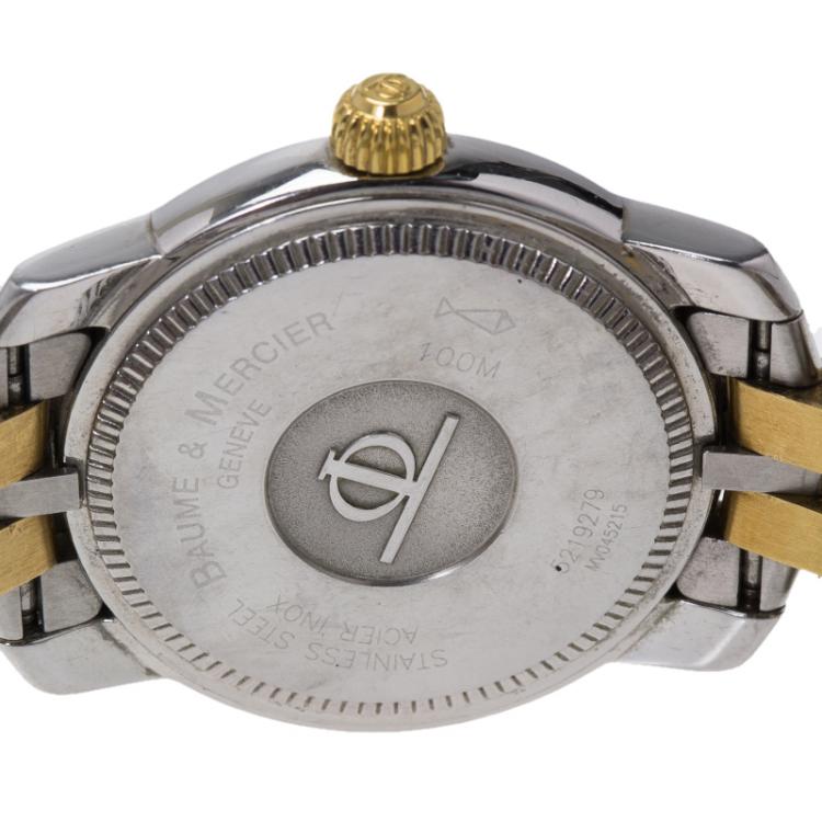 Pre Owned Baume & Mercier White Stainless Steel & 18k Gold MV045215 Men's Wristwatch 37MM
