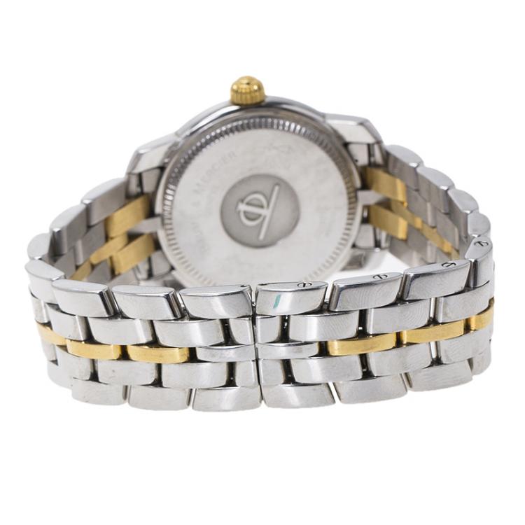 Pre Owned Baume & Mercier White Stainless Steel & 18k Gold MV045215 Men's Wristwatch 37MM