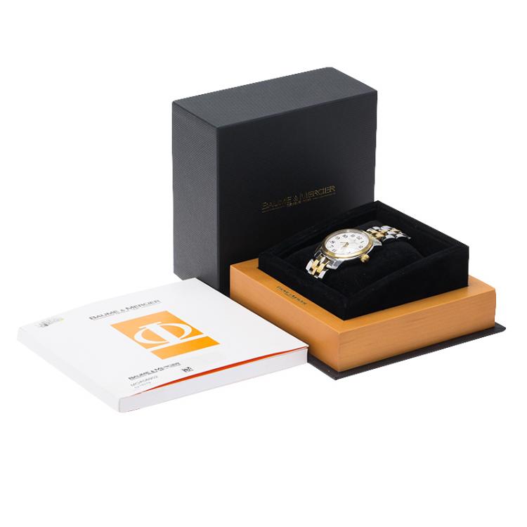 Pre Owned Baume & Mercier White Stainless Steel & 18k Gold MV045215 Men's Wristwatch 37MM