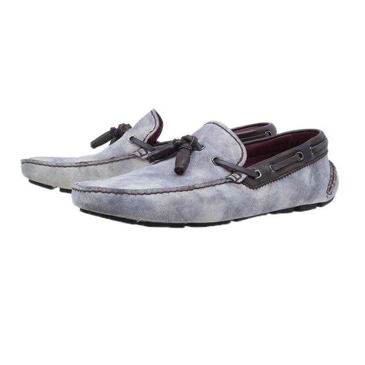 Pre Owned Berluti Grey Shaded Suede Loafers Size 43.5 