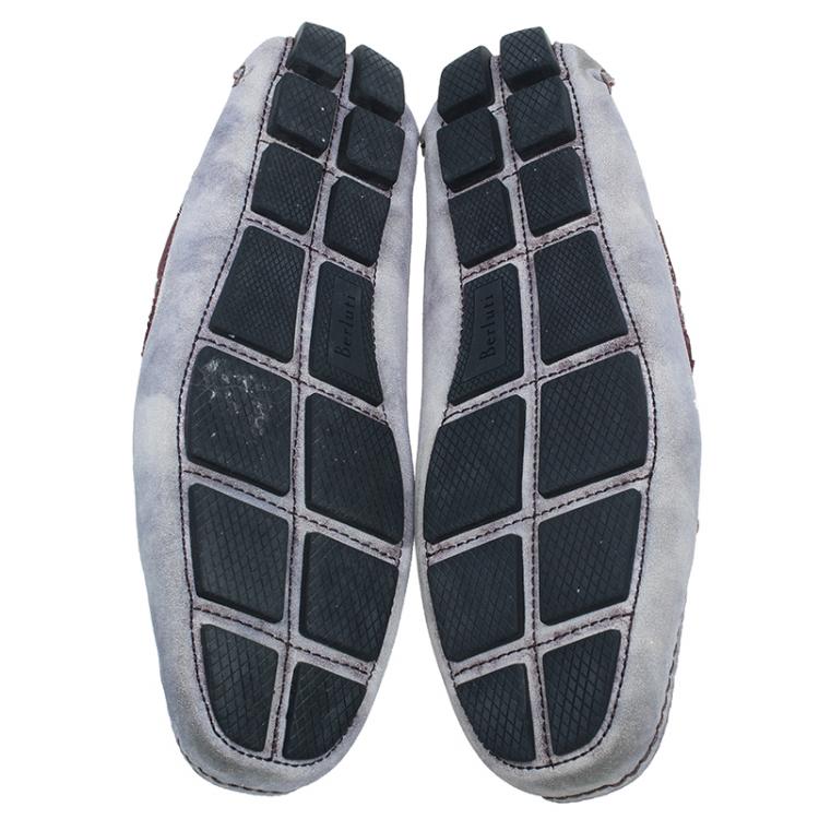 Pre Owned Berluti Grey Shaded Suede Loafers Size 43.5 