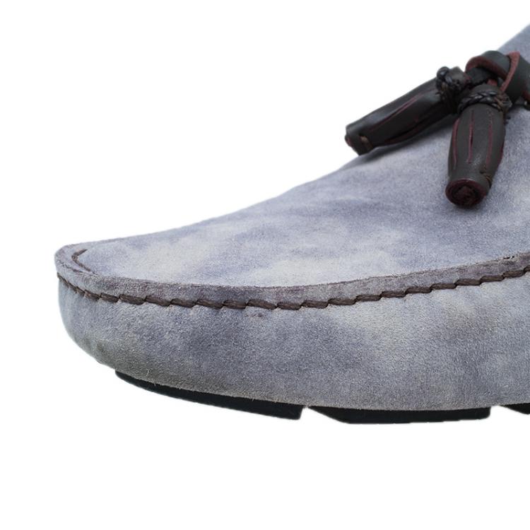 Pre Owned Berluti Grey Shaded Suede Loafers Size 43.5 