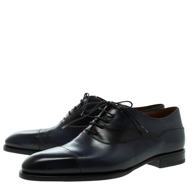 Pre Owned Berluti Two Tone Leather Lace Up Oxfords Size 42