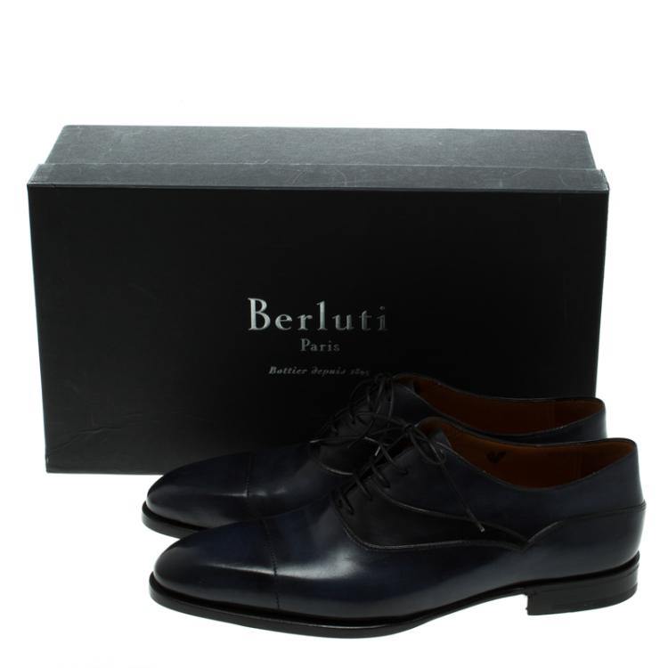 Pre Owned Berluti Two Tone Leather Lace Up Oxfords Size 42