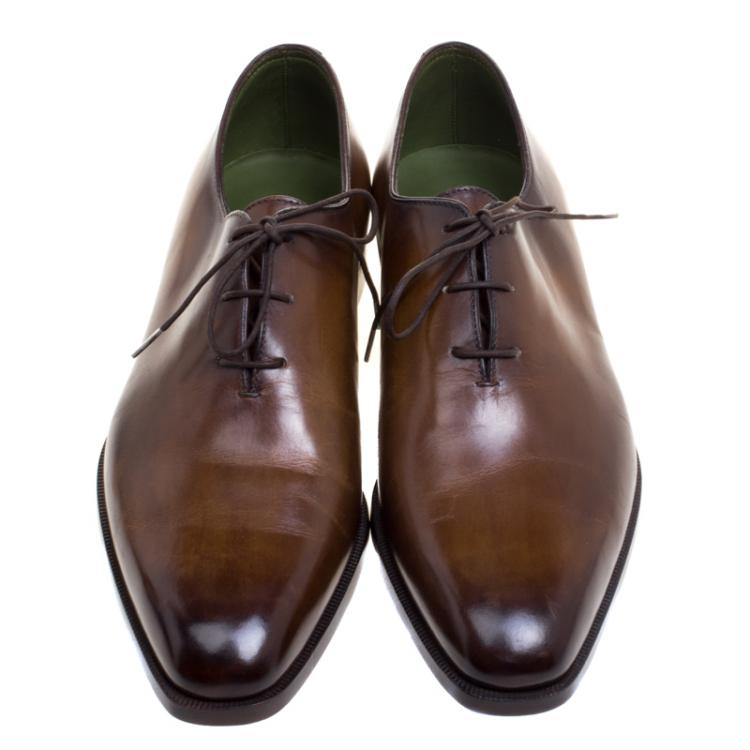 Pre Owned Berluti Brown Leather Alessandro Lace Up Oxfords Size 41