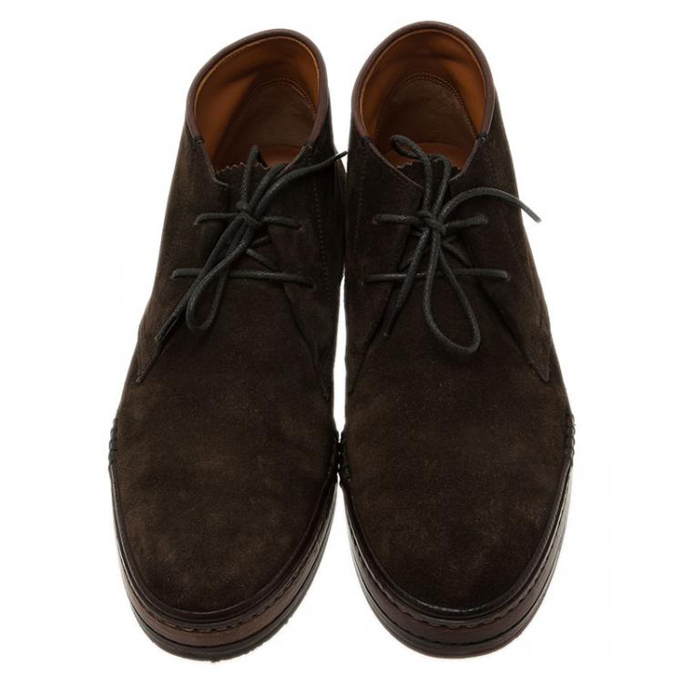 Pre Owned Berluti Brown Suede Lace Up Boots Size 42.5