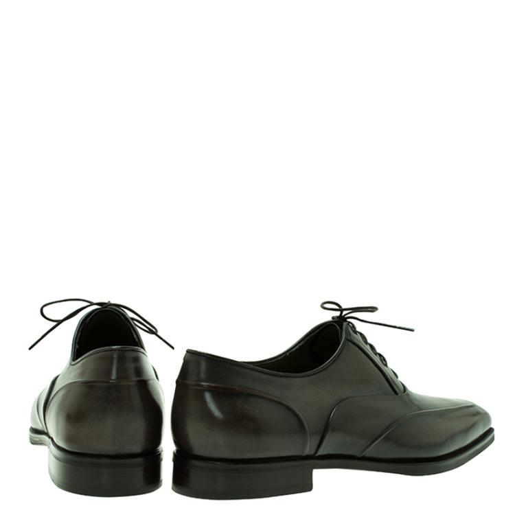 Pre Owned Berluti Green Leather Lace Up Oxford Size 43.5