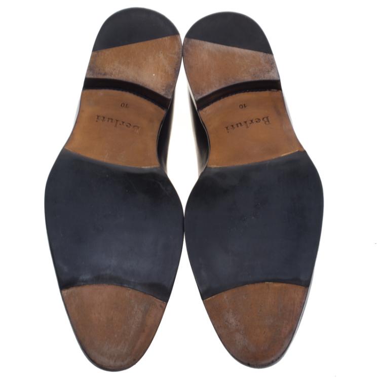 Pre Owned Berluti Grey Leather Lace Up Oxfords Size 44
