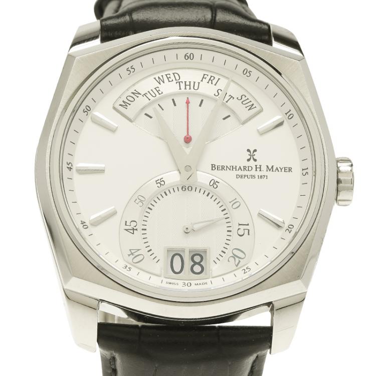 Pre Owned Bernhard H Mayer White Stainless Steel La Rétrograde Explorer Men's Wristwatch 42MM