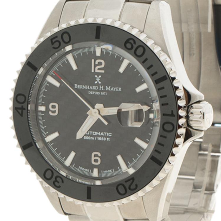 Pre Owned Bernhard H. Mayer Black Stainless Steel Nauticus Austro Limited Edition Men's Wristwatch 45MM